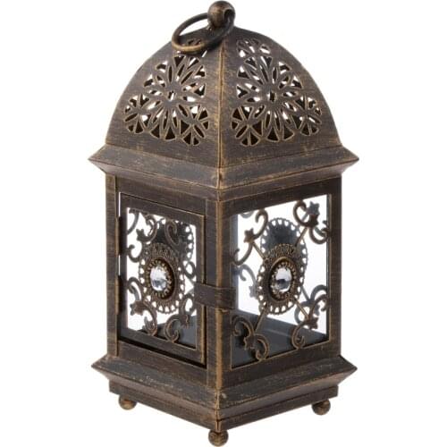 Iron Lantern Vintage Candle Tea Light Holder Hanging Candlesticks Wedding Party Venue Decoration Home Ornament