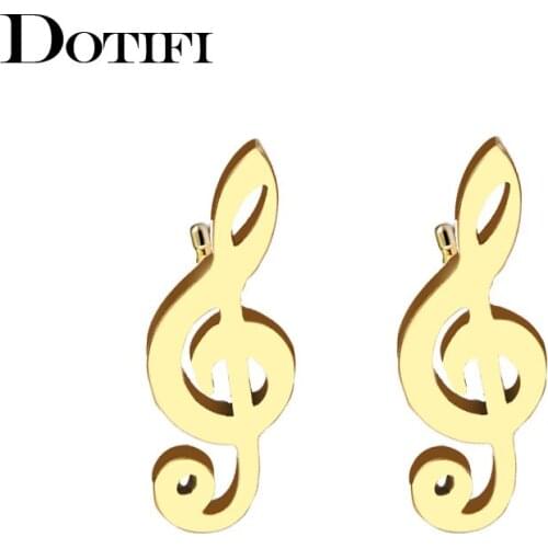 DOTIFI Stainless Steel Stud Earring For Women Man Music Gold And Silver Color Lovers Engagement Jewelry Drop Shipping