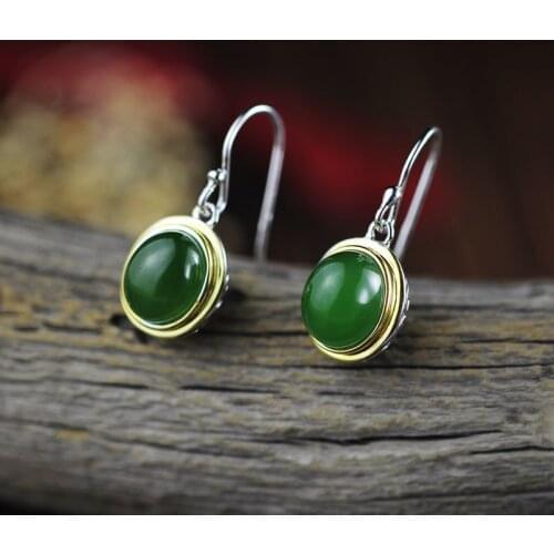 2019 Top Natural Jasper Hollow Earrings For Women 100% 925 Real Silver Original Handmade Fine Jewelry Drop Earrings Wedding Gift