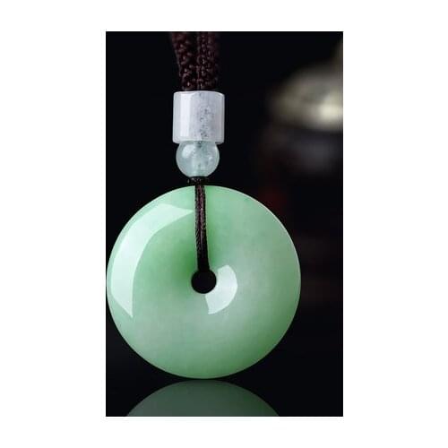 Zheru Jewelry Natural Burmese Jade A Light Color Donut Pendant Necklace Exquisite Jewelry Best Gift