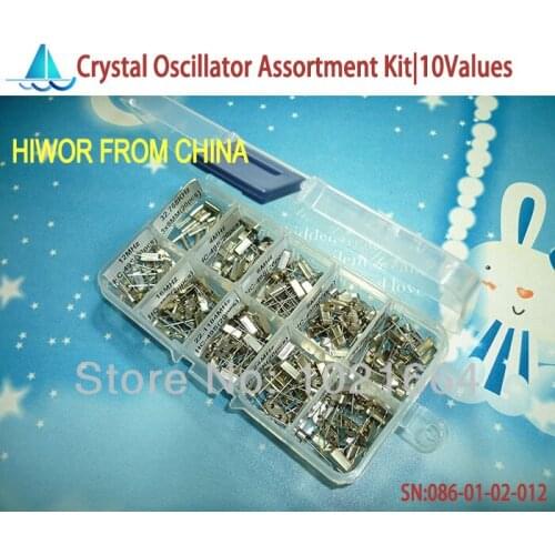 10sets Crystal Oscillator Assorted Kit Assortment Set, 32.768KHz ~ 48MHz 10 Values Each 20pcs With Box total 200pcs