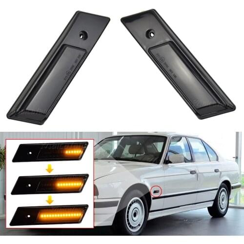 2PCS Dynamic Blinker Indicator Side Marker Turn Signal Light For BMW 3 5 7 Series E32 E34 E36 1990-1996 LED Sequential Lamp