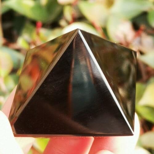 4-10cm Black Obsidian Healing Pyramid Natural Mineral Triangled Crystal Point wholesale