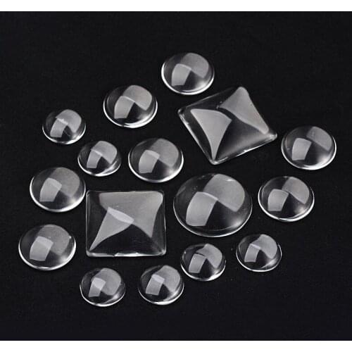 50pcs Square Round Flat Back Clear Glass Cabochons for jewelry making DIY Findings Mixed Shapes Crystal Cabochon 14~25x14~25x7mm