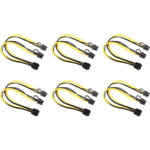 6PCS PCIE 8 Pin To Dual 8 (6+2) Pin Cable Graphic Card Adapter Power Supply Cable PCI-Express Cable Splitter Cable