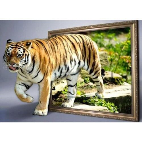 Diamond Painting 5d Tiger Cross Stitch Rhinestones Diamond Embroidery Animal Wall Art Needlework Gift Handmade Home Decor CV414