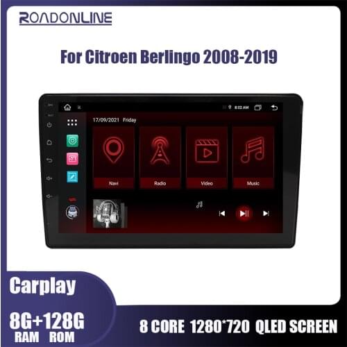 Roadonline Car Radio Multimedia Video Player For Citroen Berlingo 2008-2019 RHD Navigation Stereo No 2Din 2 Din DVD Carplay AUTO