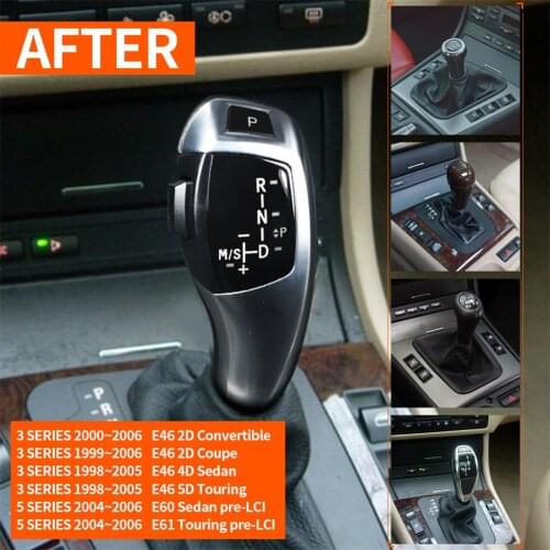 Car LHD Automatic LED Shift Knob Gear Shifter Lever for BMW E46 E60 E61 E63 E64 1998 1999-2006 Auto Crystal Engine Start Button