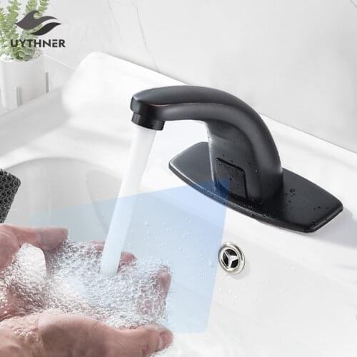 Bath Automatic Infrared Sink Hands Touchless Free Faucet Sensor Tap Hot&Cold Water Saving Inductive Electric Basin Faucet Mixer
