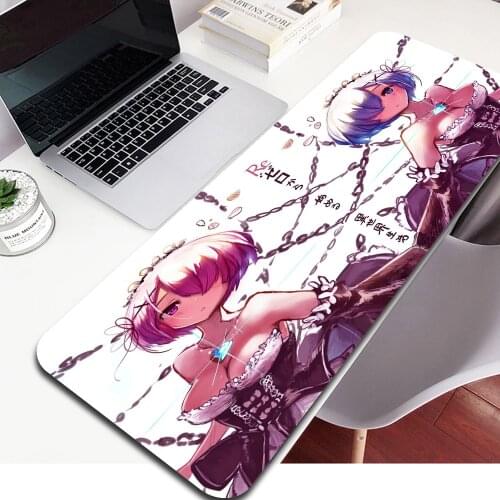 MRGLZY Rem Re Zero Anime Girl Anime Mouse Pad Large Gaming Mousepad PC Computer Desktop Table Pad Locking for CSGO LOL Dota Desk
