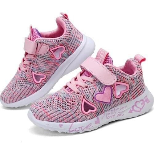 2021Children Casual Shoes Girls Light Mesh Sneakers Kids Summer Autumn Tenis Cute Sport Cartoon Female Running Sock Footwear