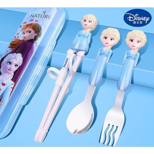 Disney Childrens Training Chopsticks Set Princess Aisha Children Learning Practice Chopsticks Tableware Spoon Fork Chopsticks
