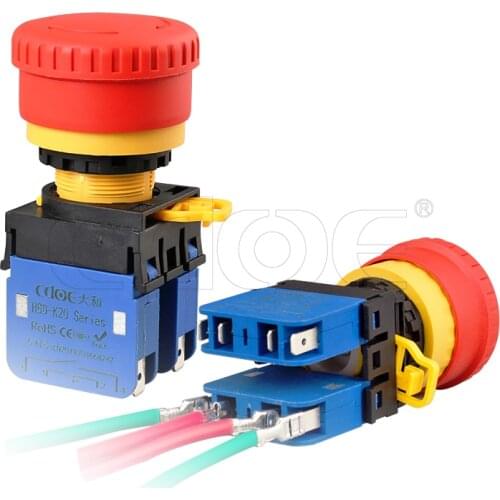 CDOE new energy equipment red head mushroom 22MM emergency push lock start stop button latching switch