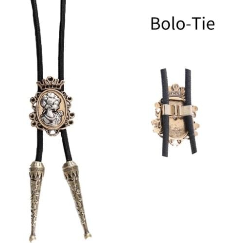 Personality Korean Metal Pattern Pendant Beauty Portrait Mens Womens Shirt Accessories Gift Trendy Bolo Tie