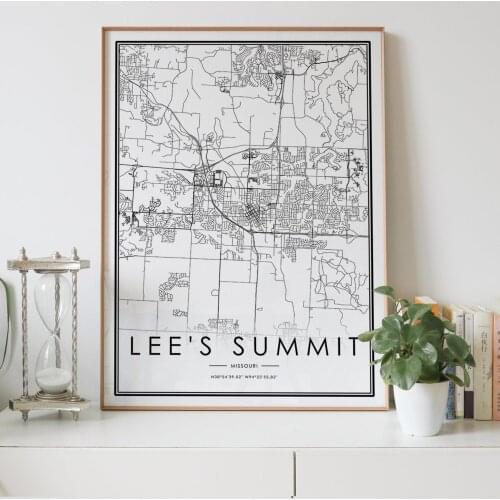 LEES SUMMIT Missouri MO usa city map Nordic Living Room Decoration Canvas Poster Modern Home Decor Art Print Painting