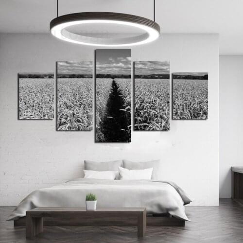 Canvas Painting Wall Art Wheat Field Gray Tone Nordic Decorative Painting Simple Style Modern Living Room Corridor Study