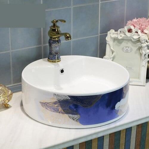Ceramic Bathroom Washbasin Household Circular Washbasin sink bowl Basin Art Basin small Retro ceramic wash basin bathroom sink