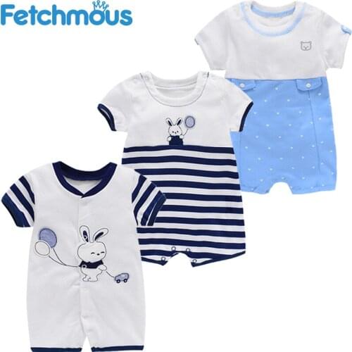 3Pcs Baby Boy Romper Set 100%cotton Newborn Girl Jumpsuit Short Sleeve Cartoon Infant Bodysuit 2021 Spring Summer Bebe Clothes