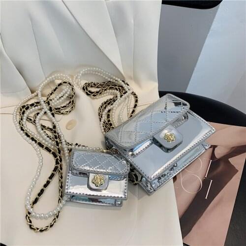 Small bag female 2021 summer new crossbody bags for women fashion pearl chain messenger bag mini wild lipstick makeup bags