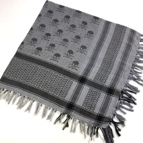 Cotton Shemagh 100x100cm Tactical Desert Scarf Skull Pattern Arab Keffiyeh Thickened Scarf Wrap for Men and Women