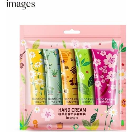 5pcs/set IMAGES Hand Cream Lot Moisturizing Nourishing Anti Chapping Anti Aging Plant Flowers Winter Mini Hand Care Lotion Set