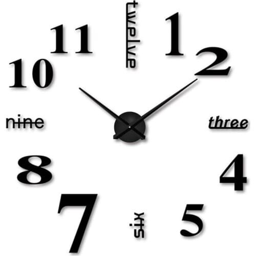 Wall Clock Pattern Wall Time Clock 3D Acrylic Mirror Wall Clock Stickers DIY Quartz Needle Mute Wall Clocks Home Decor