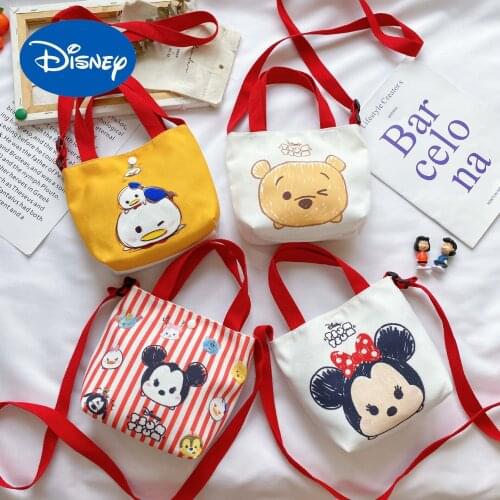 Disney 2021 Autumn New Childrens Shoulder Bag Korean Childrens Messenger Bag Cartoon Mickey Lattice Coin Purse