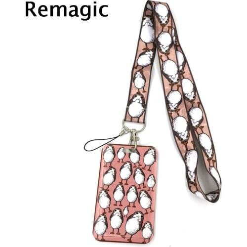 Penguin Anime Lanyard Badge Holder ID Card Lanyards Mobile Phone Rope Key Lanyard Neck Straps Keychain Key Ring