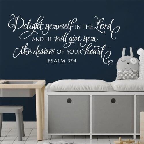 Scripture Wall Stickers Delight Yourself In The Lord Bible Verse Hand Lettered Art Christian Vinyl Decal Scripture Decor DW10683