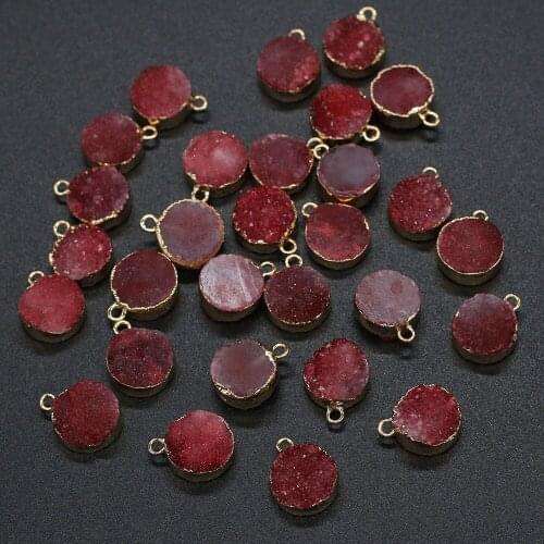 Natural Stone Pendant Crystalline Germ Round Stone Charms For DIY Necklace Handiwork Sewing Craft Jewelry Accessory Making
