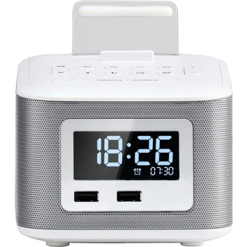 Homtime speaker Bluetooth portable sound box wireless Boombox speaker FM Radio clock and dual USB chargers speakers for bedside