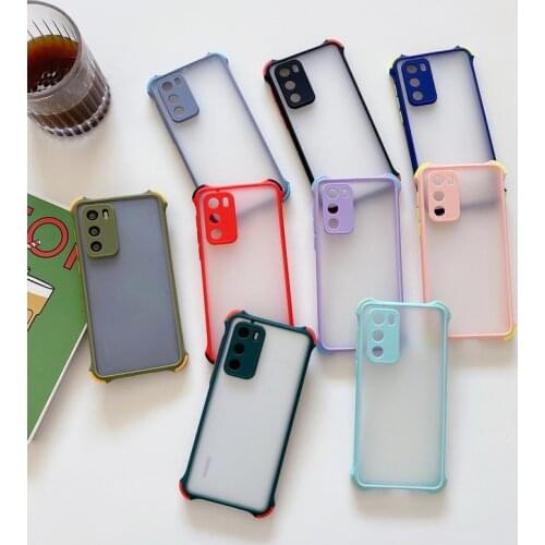Shockproof Matte Transparent Phone Case For Huawei P40 P30 Pro P40 Lite Mate 40 30 20 Pro Nova 5T Hybrid Bumper Clear Hard Cover