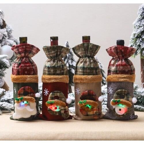 Christmas Wine Bottle Cover Merry Christmas Decor For Home Xmas Gift Happy New Year Doll Navidad Christmas SnowmanTable Decor 5z