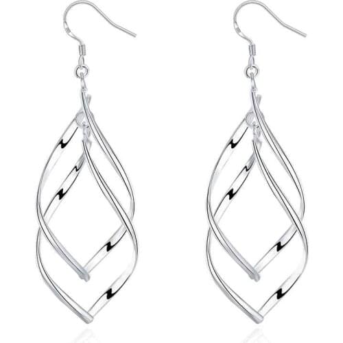 Hot sell High Quality silver plated earrings for women Double Plantain drop brincos joias SMTE168