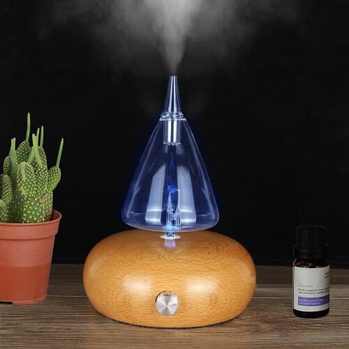Glass Reservoir Nebulizing Pure Essential Oil Aromatherapy Diffuser Auto Shut Off LED Light Aroma Humidifier for Home Office