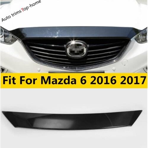 Yimaautotrims ABS Carbon Fiber Style For Mazda 6 Sedan & Wagon 2016 2017 Front Grille Hood Lid Protection Strip Cover Trim 1 Pcs