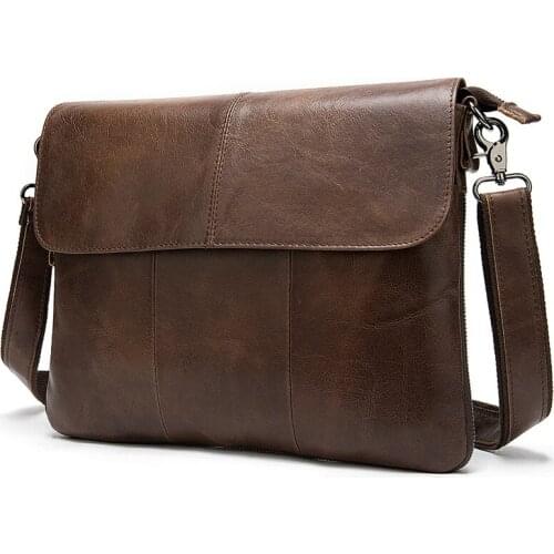 Men Messenger Bag Mens Shoulder Bags Genuine Leather Small Flap Male Man Crossbody Bag For Business Man Leather Bags For Ipad