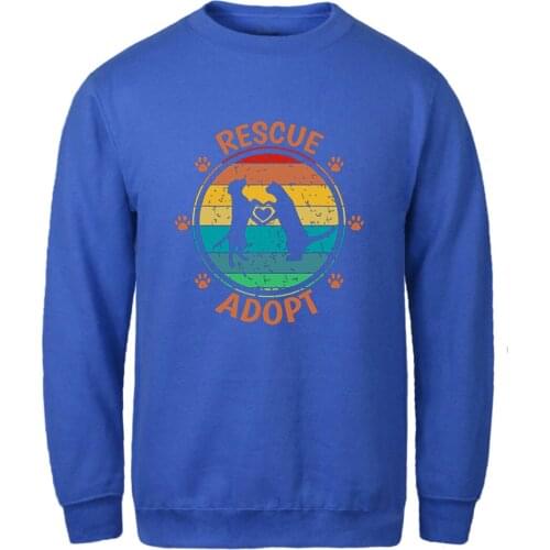 Sweatshirt For Mens Pescue Adopy Dog Hip Hop Long Sleeve Fleece Hoody Tops Outwear Mans Clothing Winter Retro Supoleron Hombre