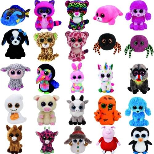 Ty Beanie Boos Big Eyes 6" 15 CM Octopus Penguin Bee Owl Fox Bat Flamingo Plushie Cute Doll Toys Decor Child Gift