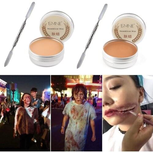 50g Film Special Effect Skin Scar Makeup Wax Modeling Scar Wax with Spatula for Halloween Masquerade Cosplay Party Stage Perform