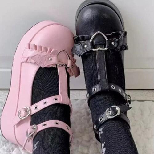 2021 Women Autumn Mary Janes Shoes Fashion Kawaii Lolita Flats Female Original Platform Wedges Ladies Casual Footwear Plus Size