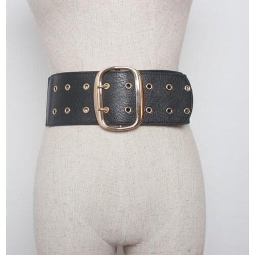 Big alloy gold buckle girdle female adornment coat wide match skirt contracted joker fashion elastic waist seal dress waistbband