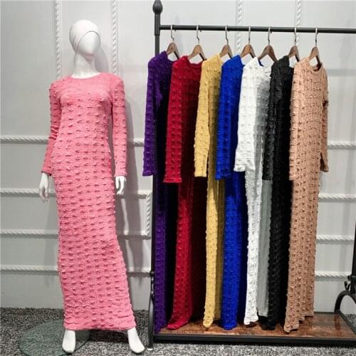 Women Long Dress Pencil Bodycon Long Sleeve Maxi Robe Gown Muslim Ramadan Islamic Jilbab Elastic Slim Middle East Turkish Elbise