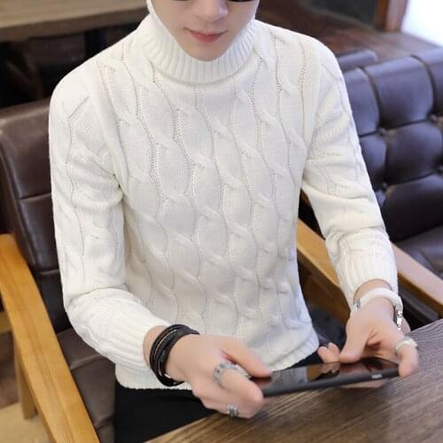 2020 hot sale autumn new mens turtleneck sweater trend Korean fashion striped bottoming shirt pullover knit
