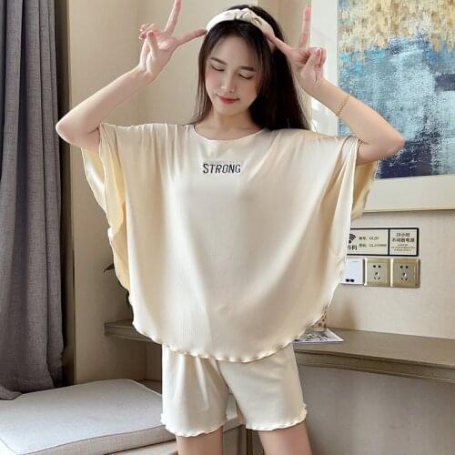2021 New Summer Cotton Short Sleeve Shorts Pajama Set for Women Korean Loose Sleepwear Suit Pyjama Homewear Pijama Mujer Clothes