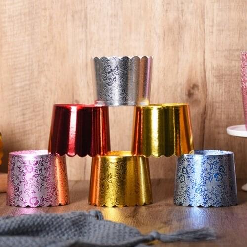25Pcs Bronzing Flower Pattern Foil Cupcake Paper Holders Wedding Decoration Wrapper Cake Box Muffin Case Holders