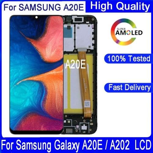5.8"Original AMOLED LCD For Samsung Galaxy A20E Display With Frame SM-A202F A202DS A202F/DS LCD Screen Touch Screen Assembly