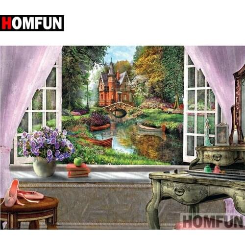 HOMFUN Full Square/Round Drill 5D DIY Diamond Painting "Flower landscape" Embroidery Cross Stitch 5D Home Decor Gift A17785