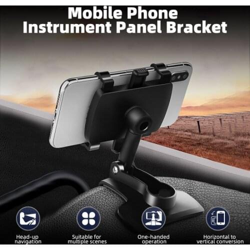 Car Mobile Phone Holder 360 Degree Stand In Dashboard Rear View Mirror Sunshade Baffle Phone Holder GPS Mount