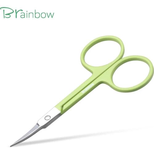 Brainbow 1pc Stainless Steel Makeup Scissor Eyebrow Eyelashes Nose Hair Trim Scissor Sharp Ponit Curve Tip Small Eyebrow Scissor